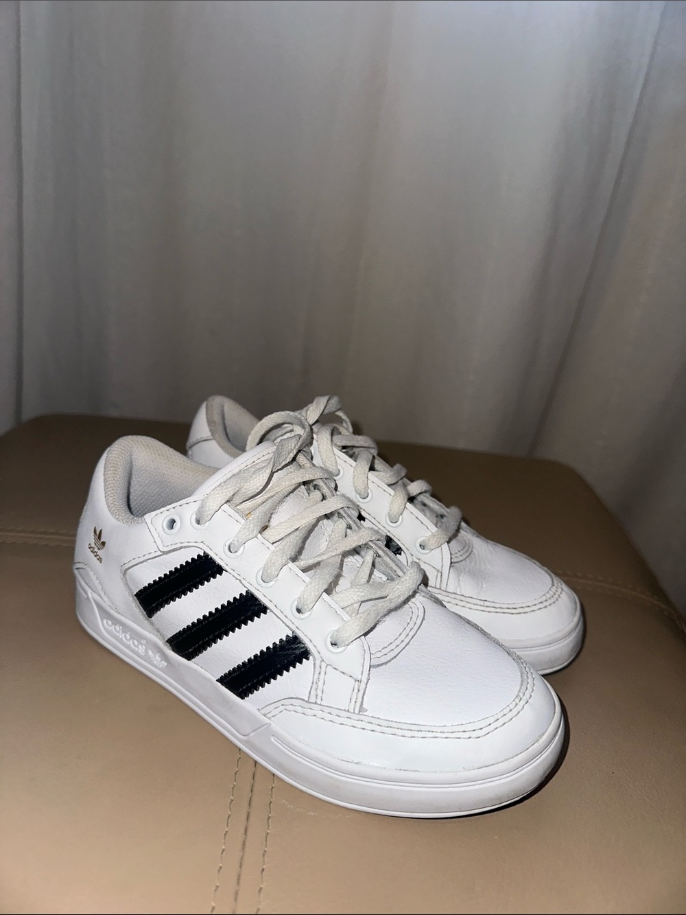 adidas Kids White Sneakers with Black Stripes